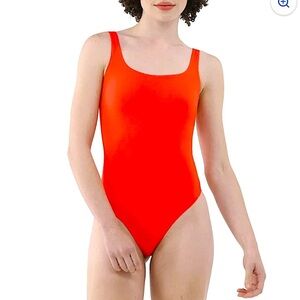 No Boundaries Bright Orange Sparkly One-Piece (XXLg) Thong Bodysuit
